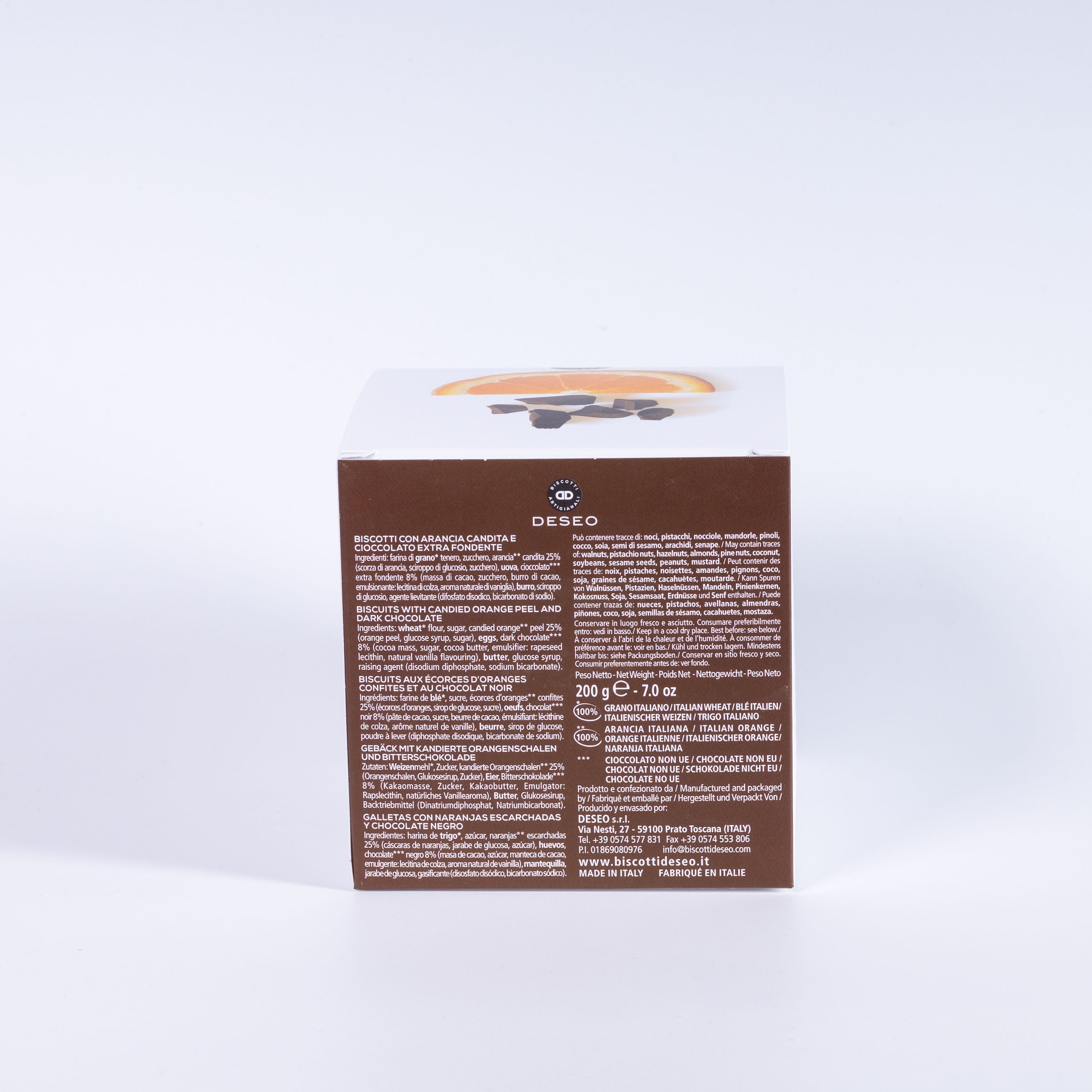 Deseo Cantuccini mit Zartbitterschokolade und kandierter Orange