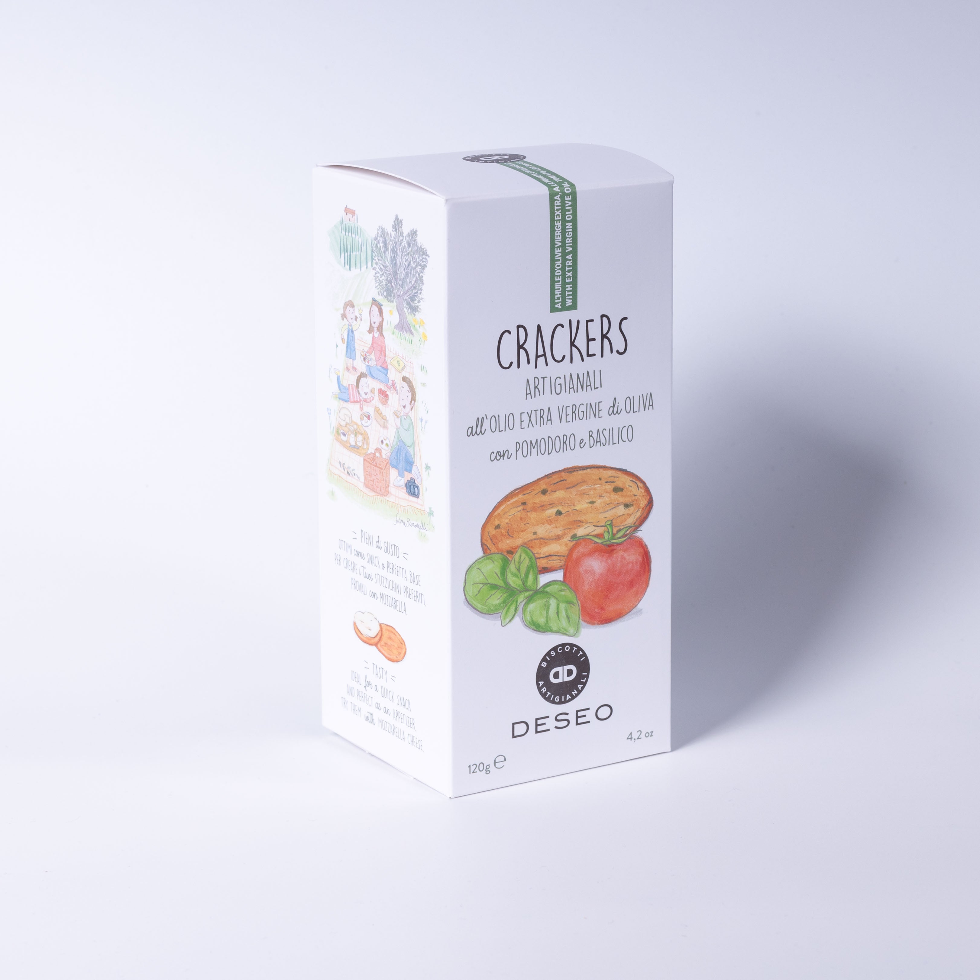 Deseo Cracker All'olio Evo mit Tomaten und Basilikum