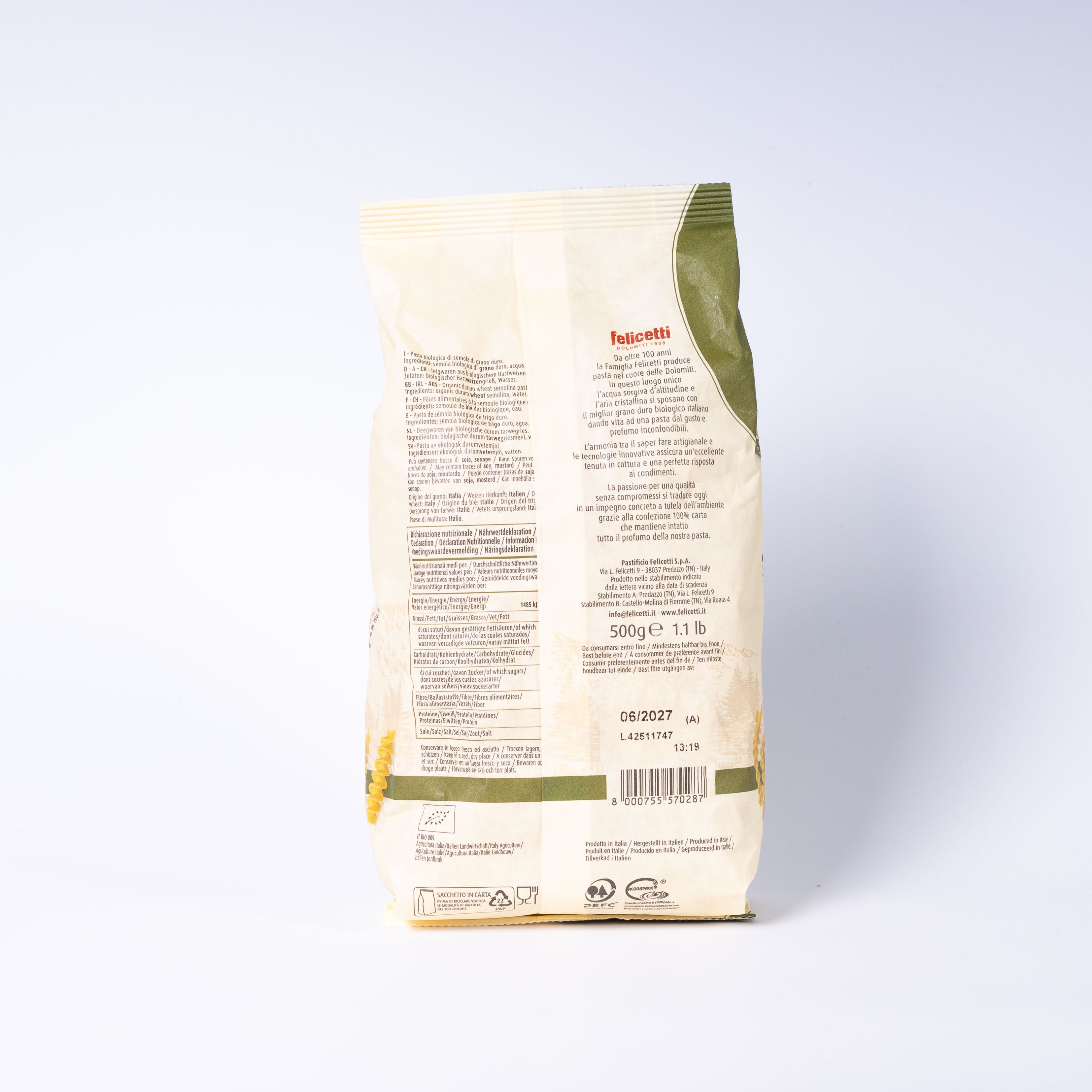 Felicetti Fusilli Pasta N6178 Bio