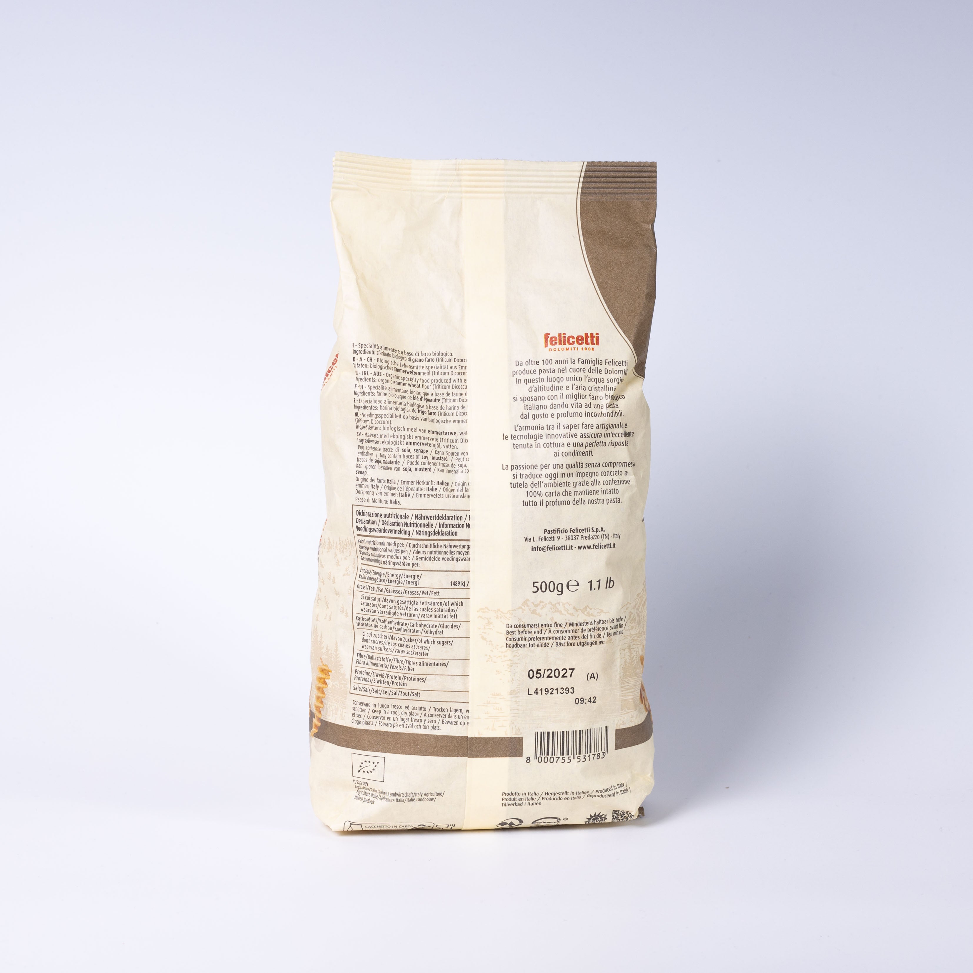 Felicetti Fusilli Pasta N178 Bio Farro