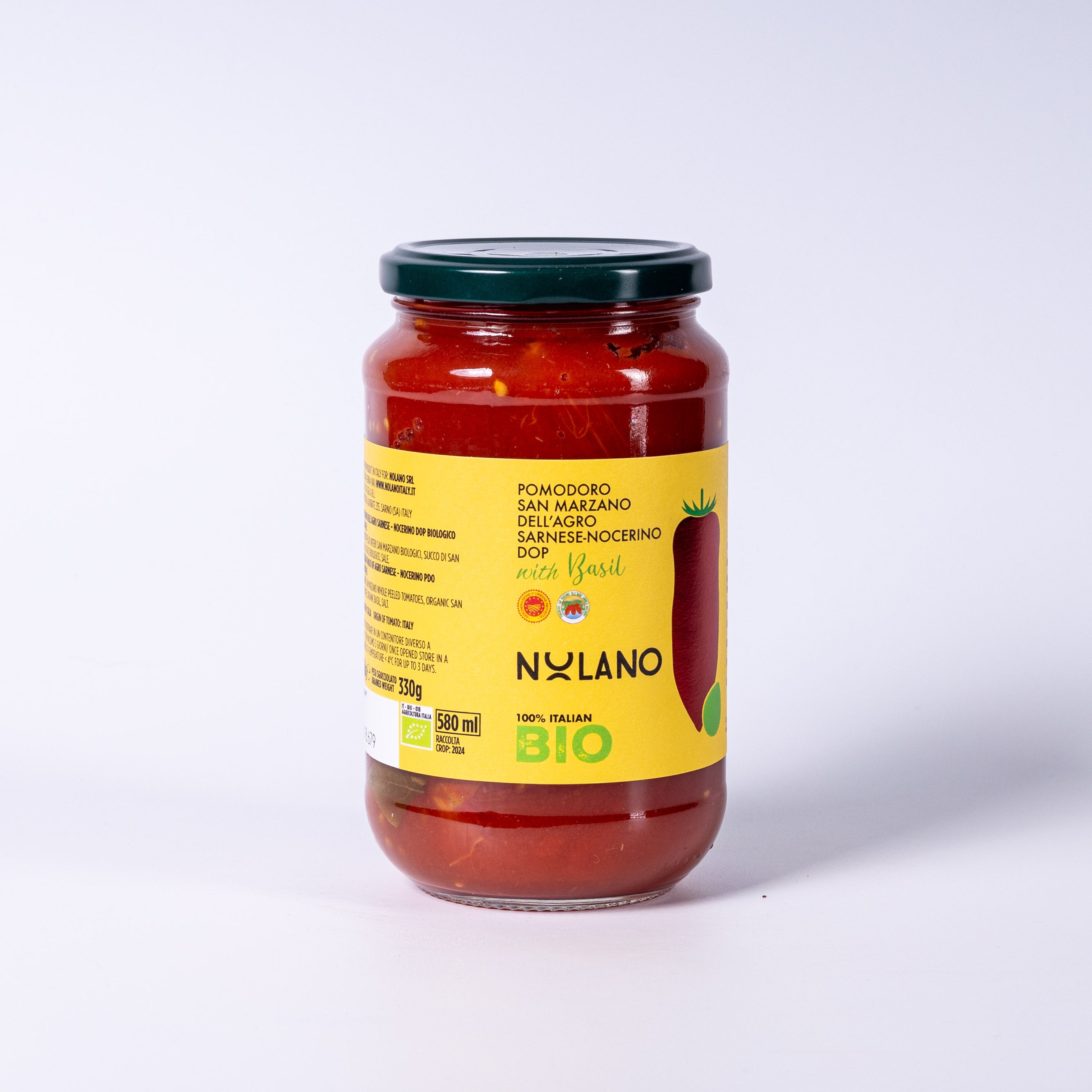 Nolano San Marzano DOP BIO, geschälte Tomaten mit Basilikum