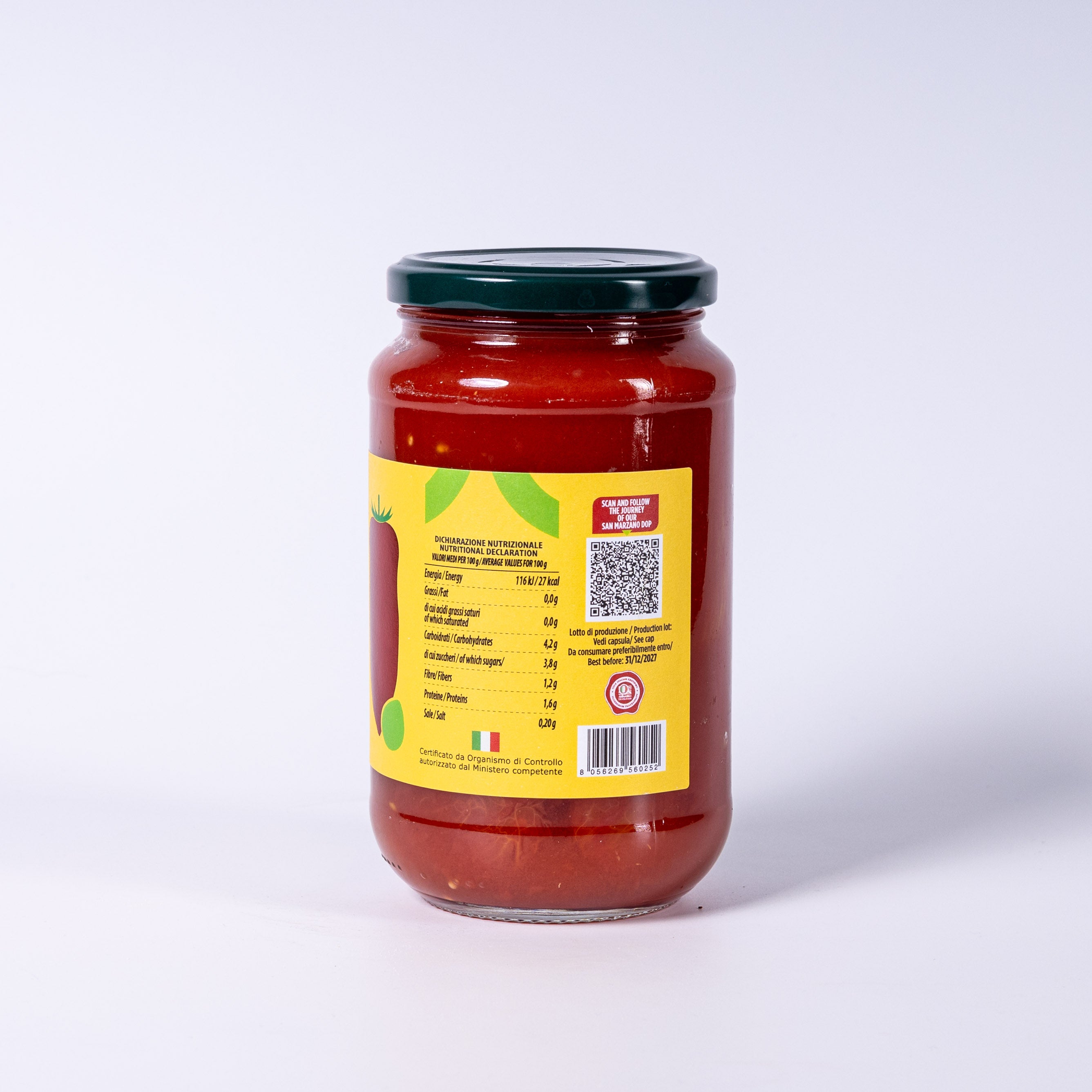 Nolano San Marzano DOP BIO, geschälte Tomaten mit Basilikum