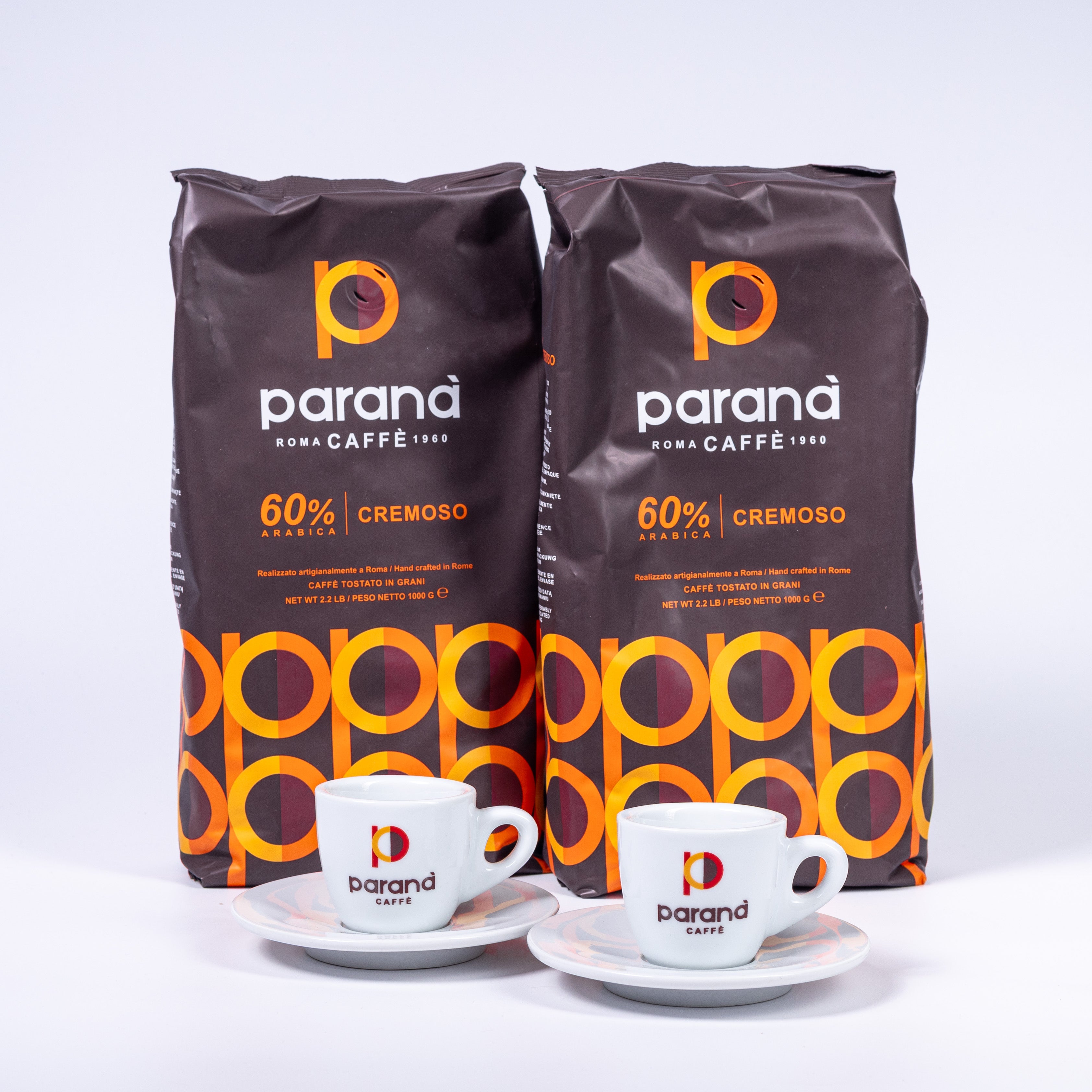Caffè Parana - Cremoso 60/40 Vorteilspaket 2x1kg inkl. Tassenset